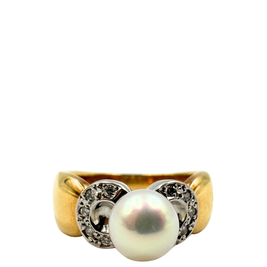 No Brand <br> K18/PT900 Ring Pearl 6mm D0.07