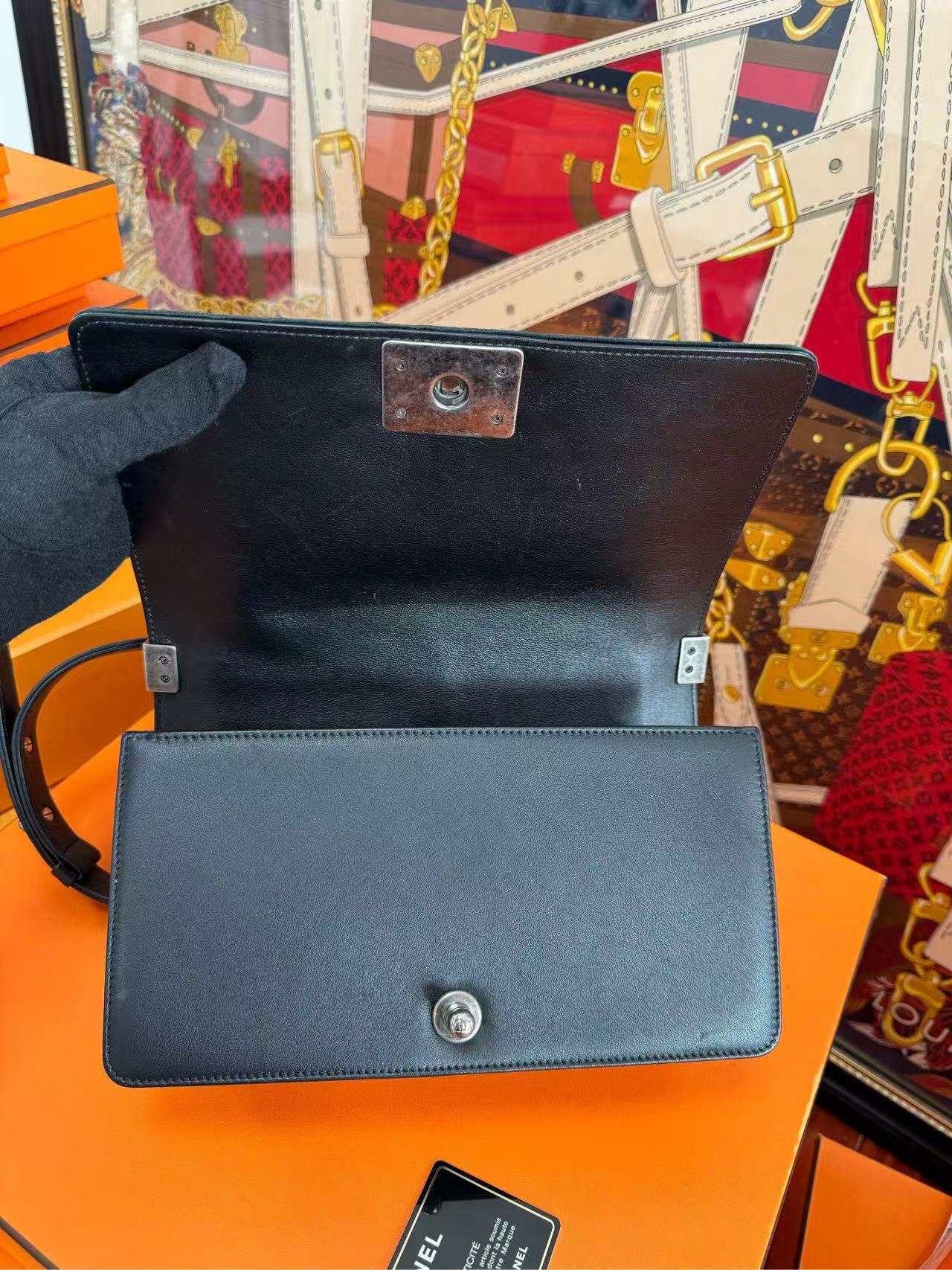 CHANEL<br>Leboy Black Quilted Velvet Bag