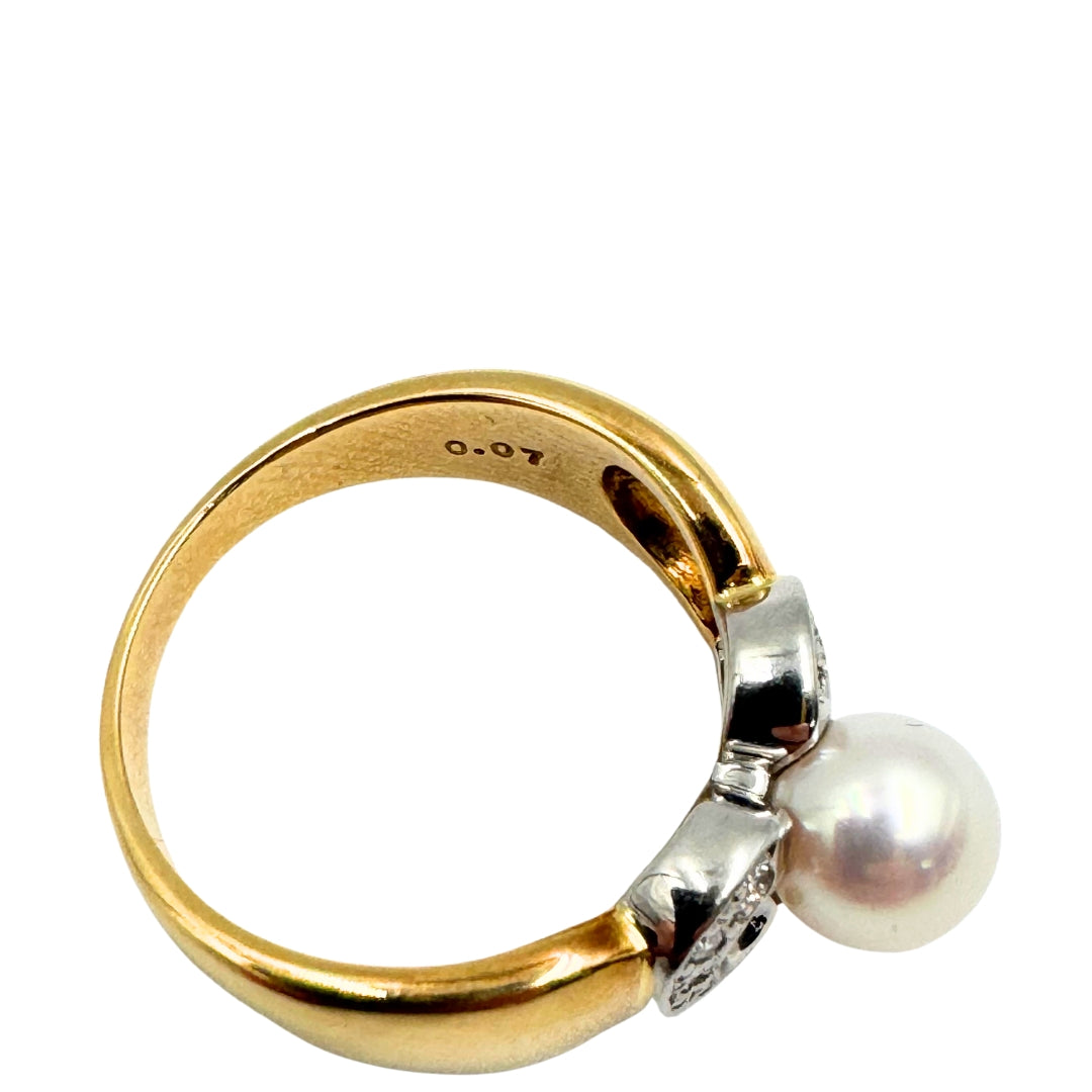 No Brand <br> K18/PT900 Ring Pearl 6mm D0.07
