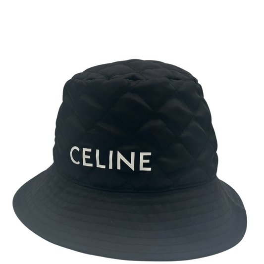 CELINE<br> Quilted Nylon Logo Bucket Hat