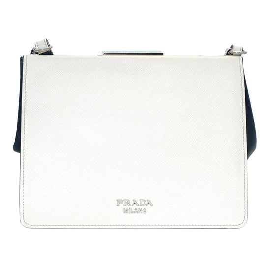 PRADA <br> Multicolor Saffiano Leather Patched Frame Crossbody Bag