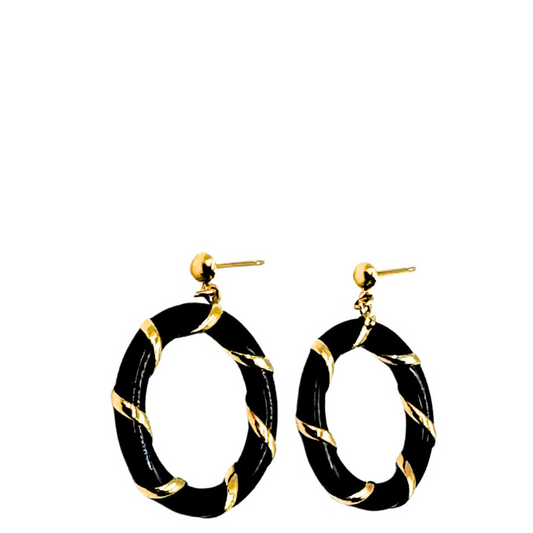 No Brand <br> K18 Onyx Earrings