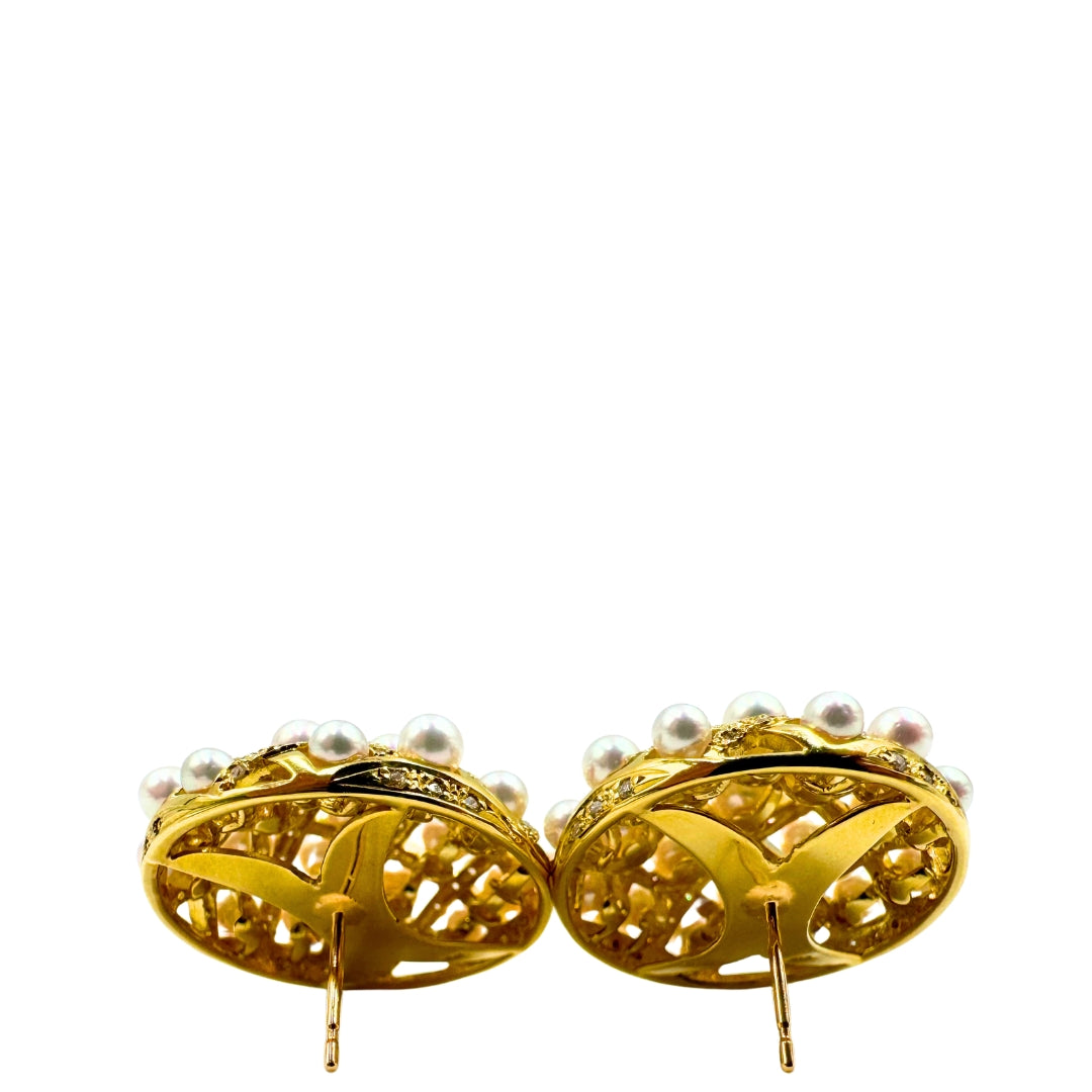 No Brand <br> K18 Earrings Pearl D0.35 0.35