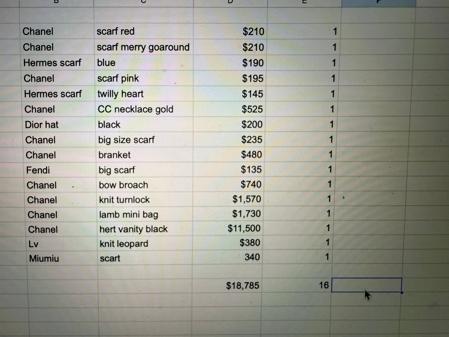 your select 16items