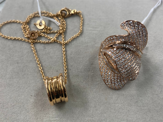 BVLGARI B-Zero1 necklace PG & k18pg ring D2.40
