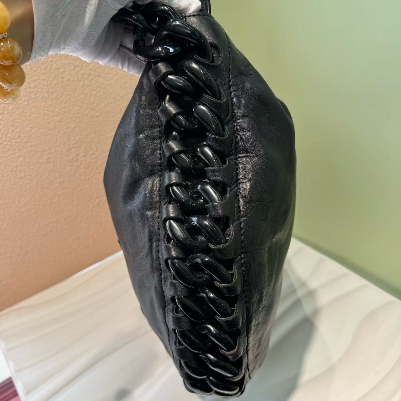 CHANEL<br>Lambskin Plastic Chain bag Black