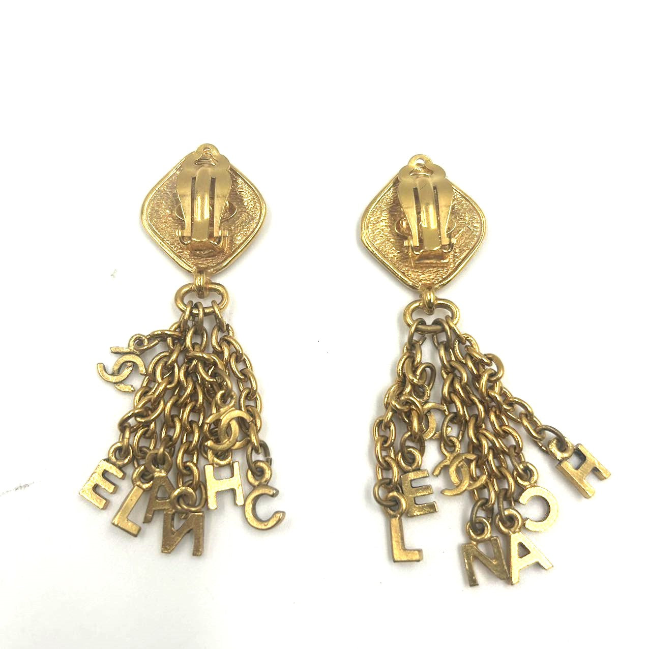 CHANEL<br>Dripping Chains Logo Earrings