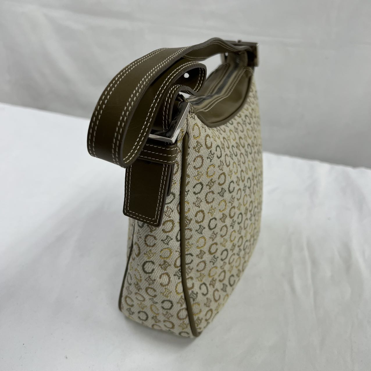 CELINE<br>Macadam Canvas Shoulder Bag Khaki