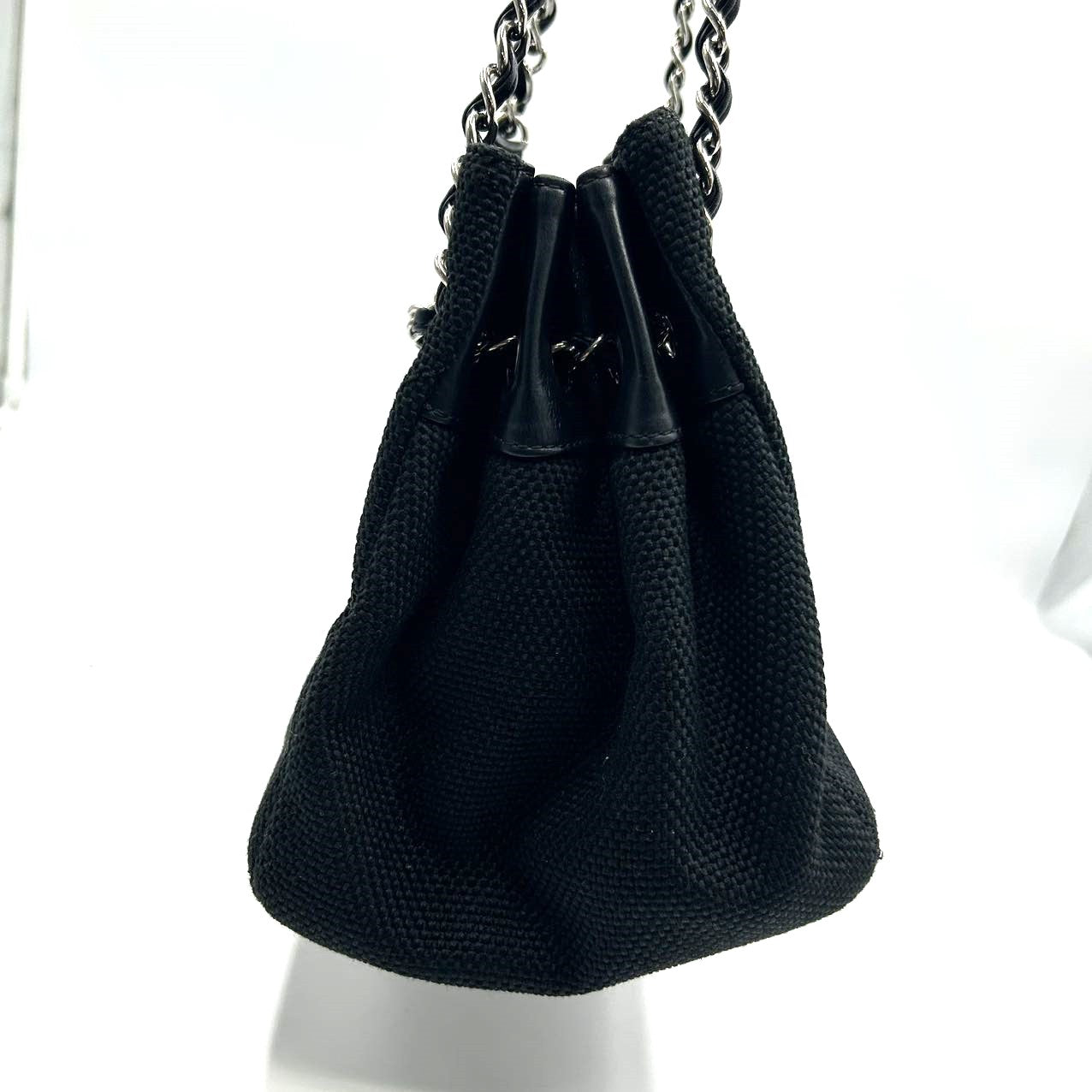 CHANEL<br>V Stitch Canvas Calfskin Bag