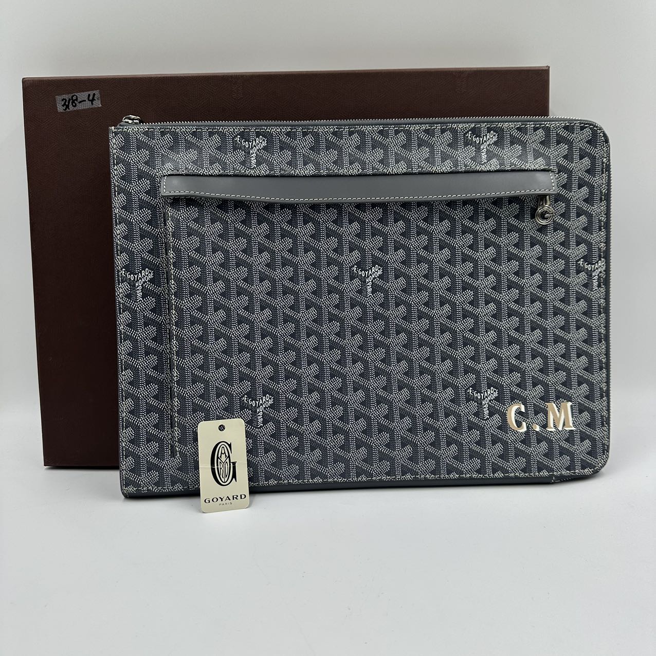 GOYARD<br> Krückentasche aus Leder Grau