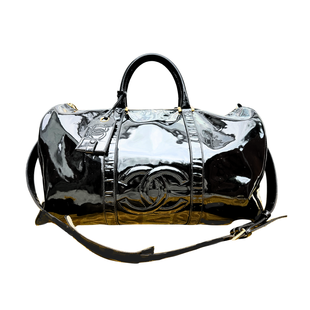 CHANEL<br>PATENT LEATHER BOWLING BAG