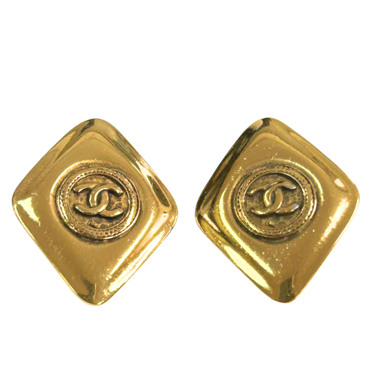 CHANEL<br> Logo Earrings Gold