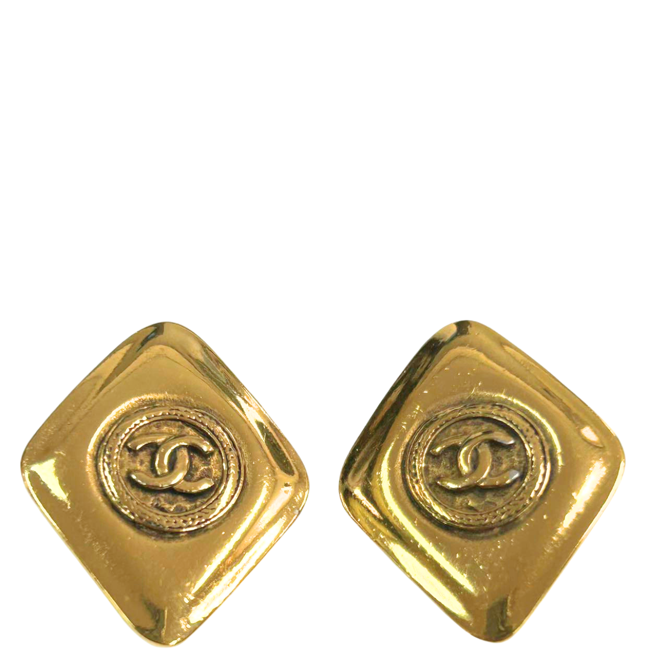 CHANEL<br> Logo Earrings Gold