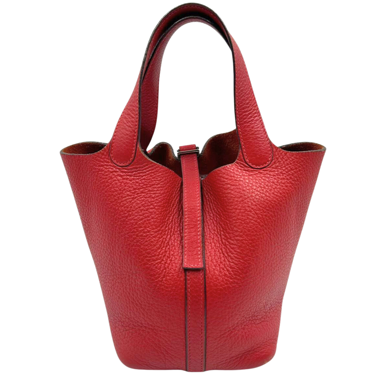 HERMES<br>Picotin Taurillon Clemence Red "H" stamp