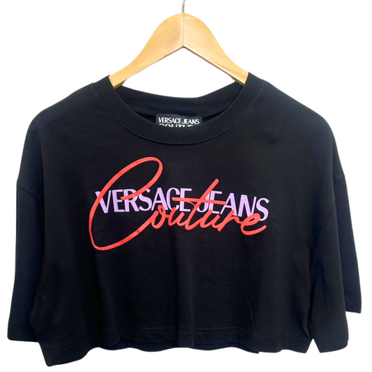 VERSACE JEANS<br> T-Shirt mit Couture-Logo, Schwarz