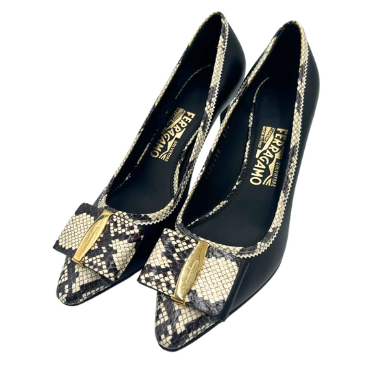 FERRAGAMO<br>Python Studded Flats