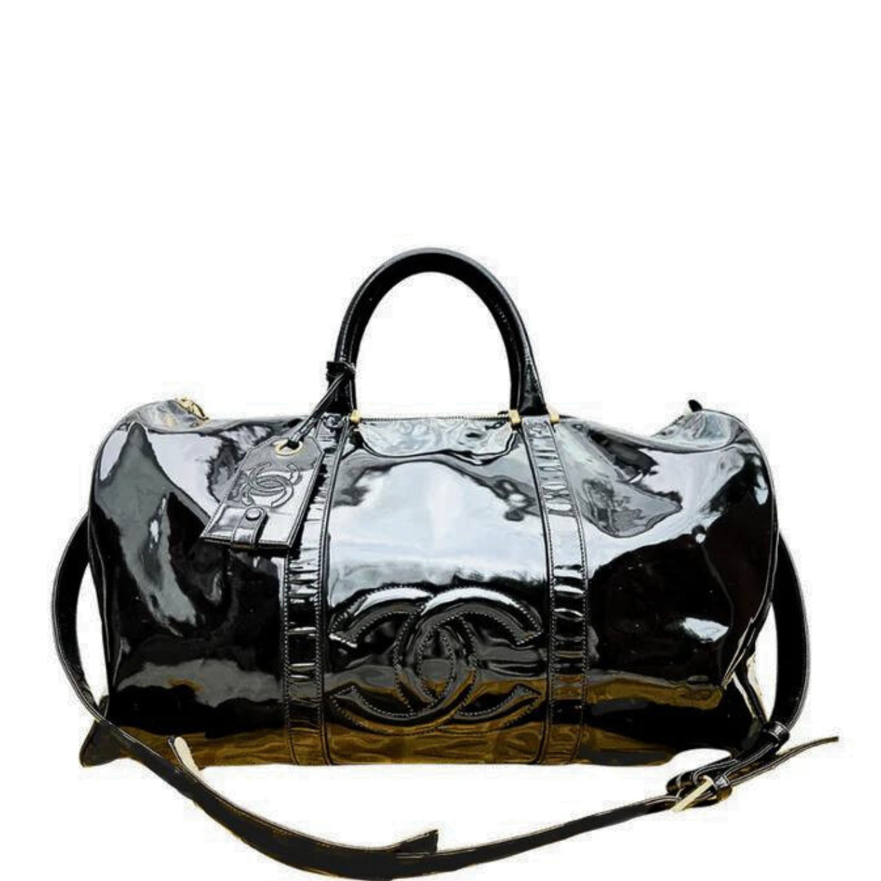 CHANEL<br>PATENT LEATHER BOWLING BAG