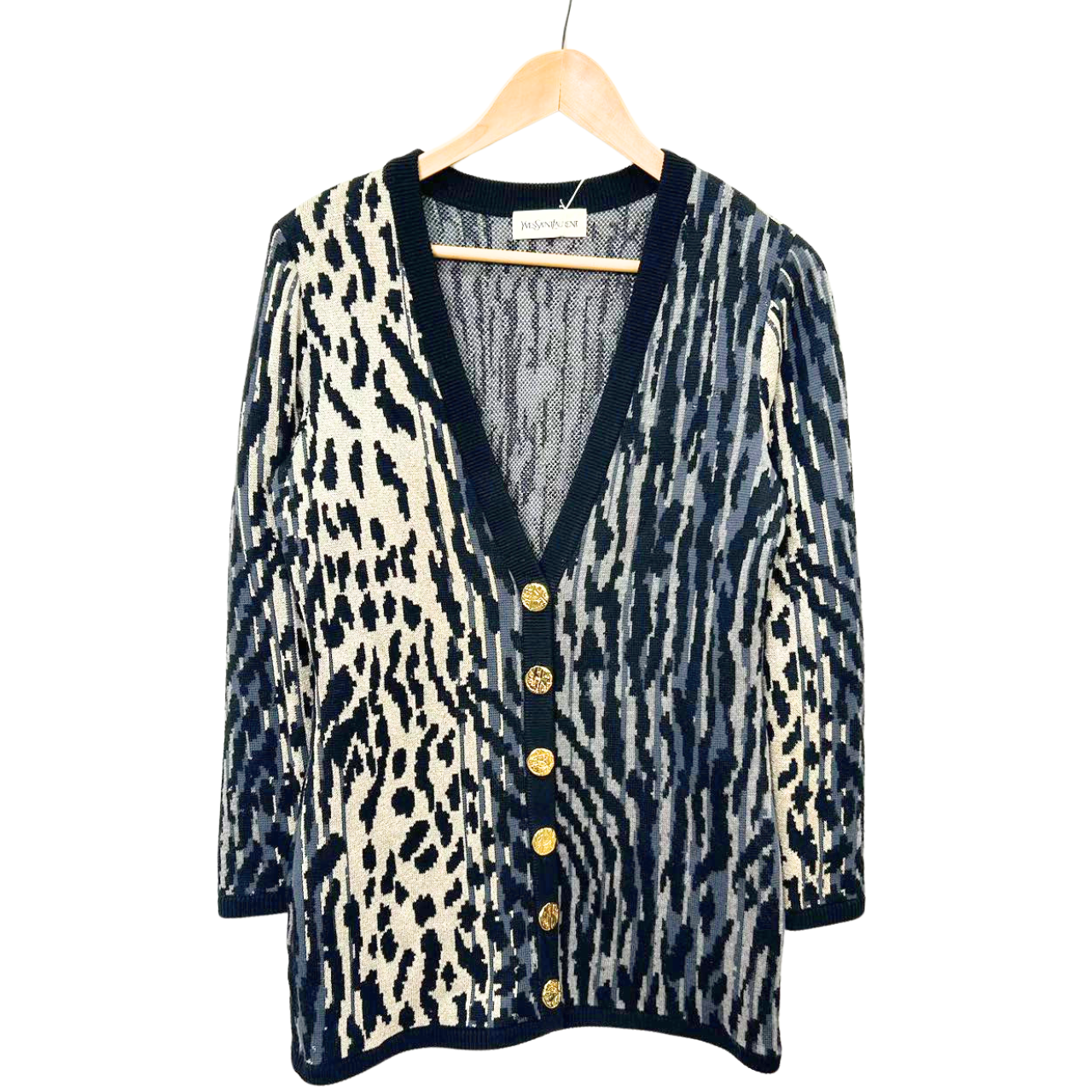 YVES SAINT LAURENT<br> Strickjacke mit Leopardenmuster