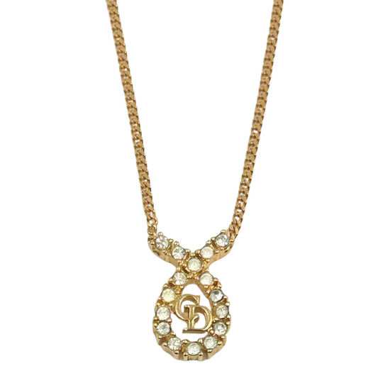 CHRISTIAN DIOR<br>Logo Rhinestone Necklace