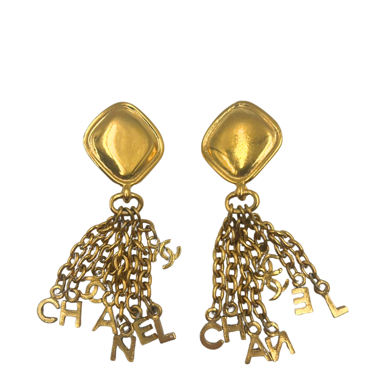 CHANEL<br>Dripping Chains Logo Earrings