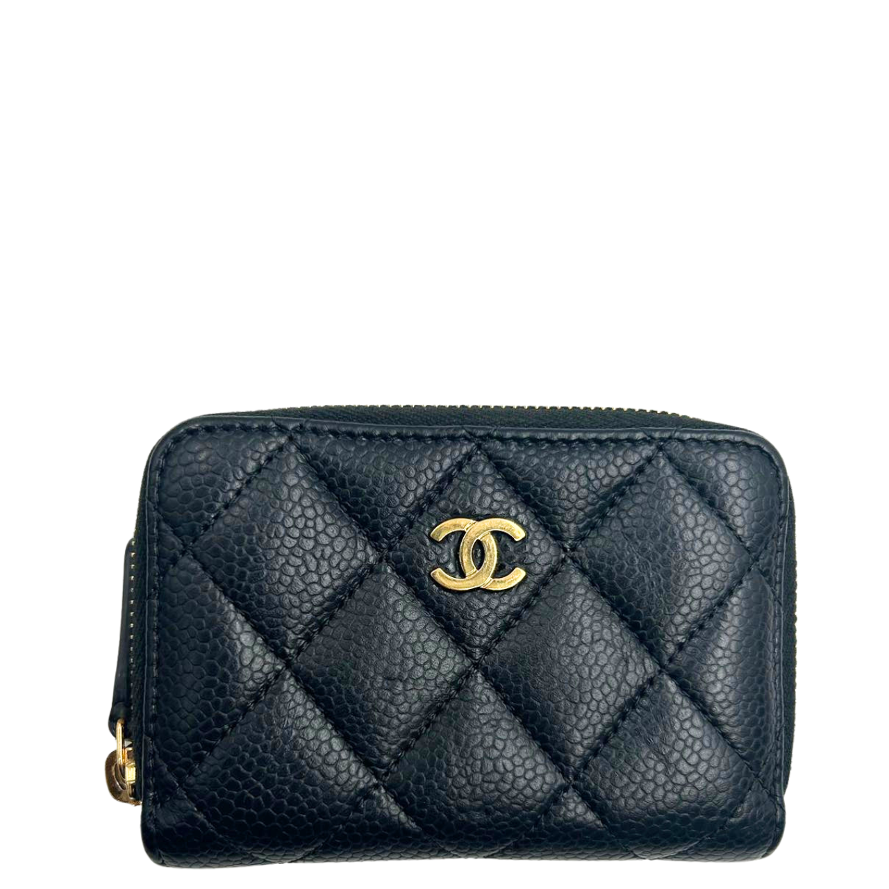 CHANEL<br>Caviar Leather Zip Around Small Wallet