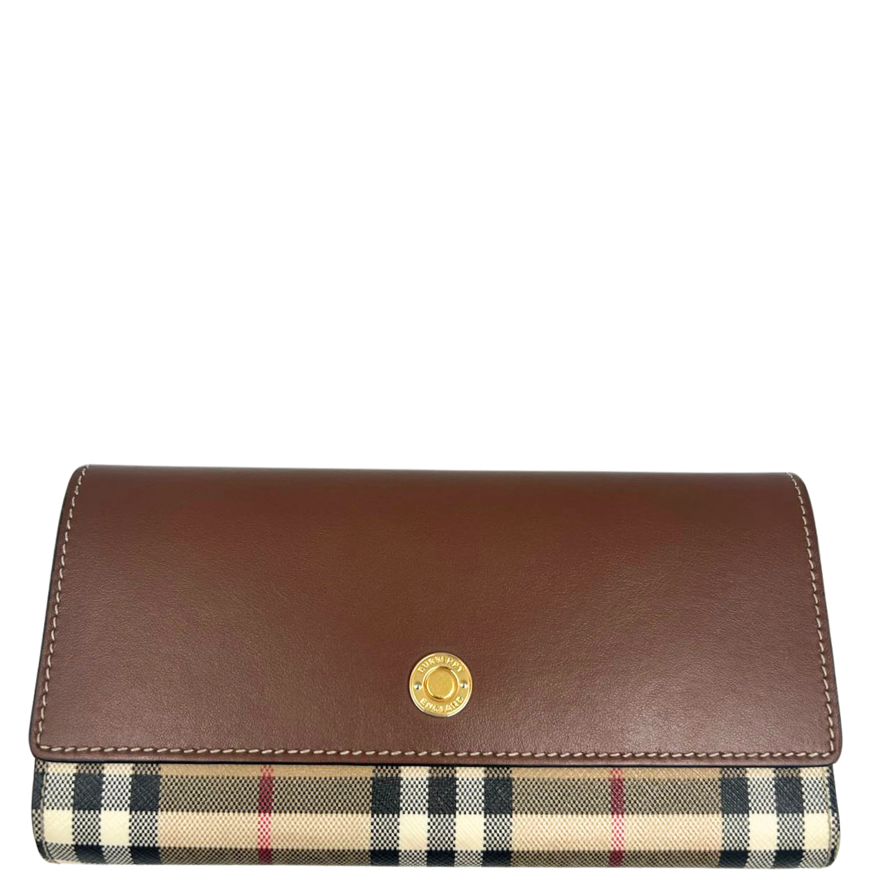 BURBERRY<br>Check and Leather Long Wallet 8057973