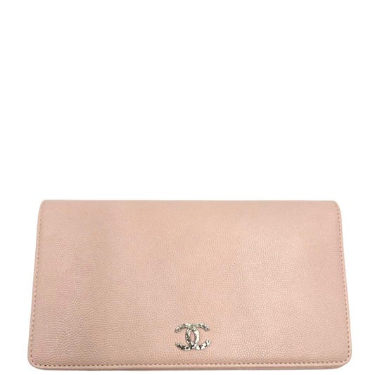 CHANEL<br> Caviar Skin Long Wallet Pink