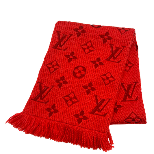 LOUIS VUITTON<br>Logomania M72432 Ruby Scarf 94 Wool & 6 Silk