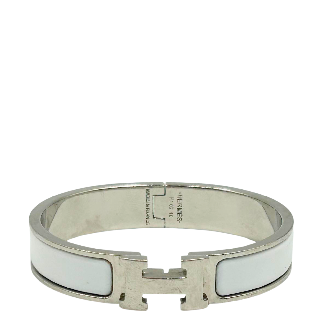 HERMES<br>Silver Clic Clac H Bracelet Silvery