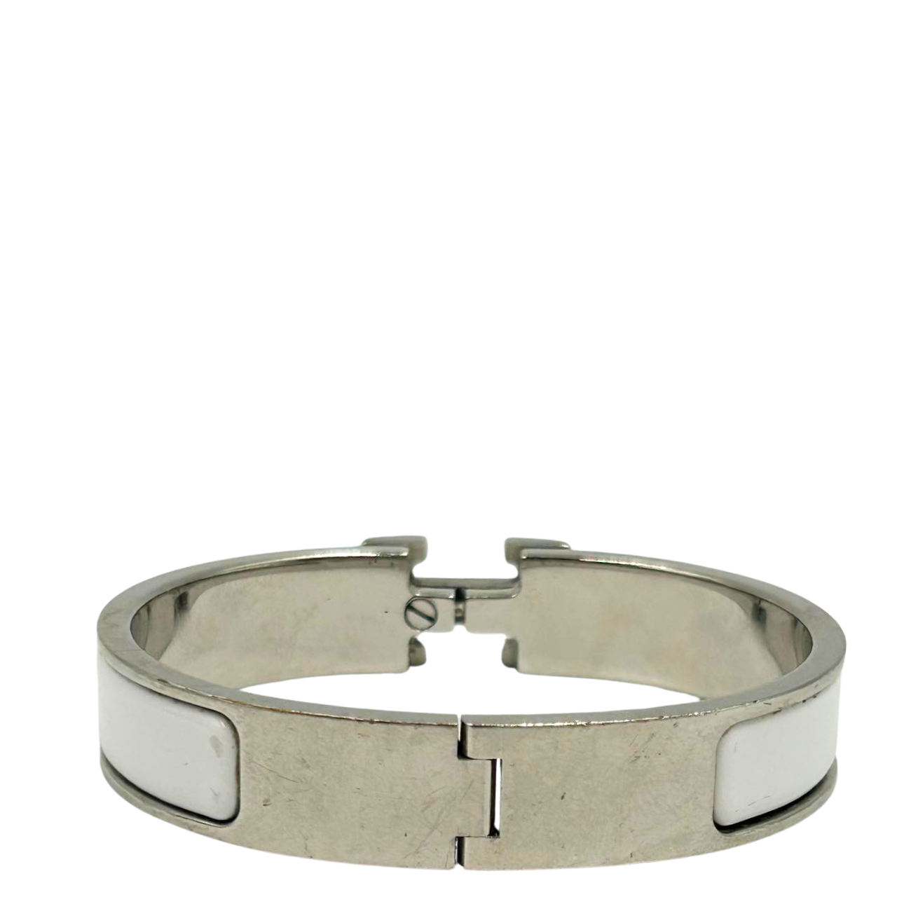 HERMES<br>Silver Clic Clac H Bracelet Silvery