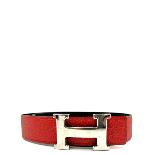 HERMES<br>"H" Logo Buckle Leather Belt