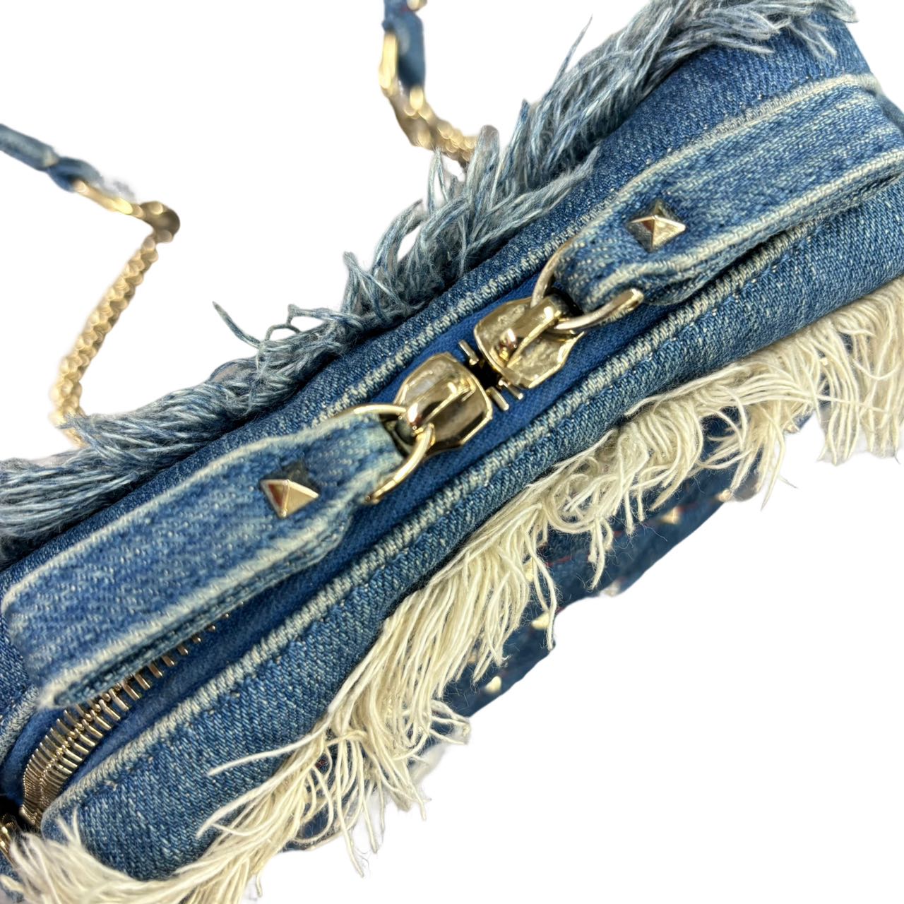 VALENTINO GARAVANI <br> Denim Fringe Shoulder Bag