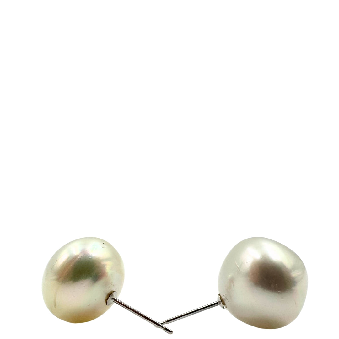 No Brand <br> K18WG Earrings Pearl 13mm