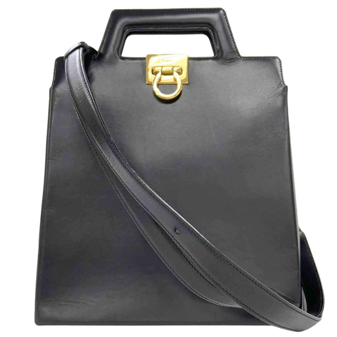 FERRAGAMO<br> Gancini 2WAY Handtasche Leder Schwarz