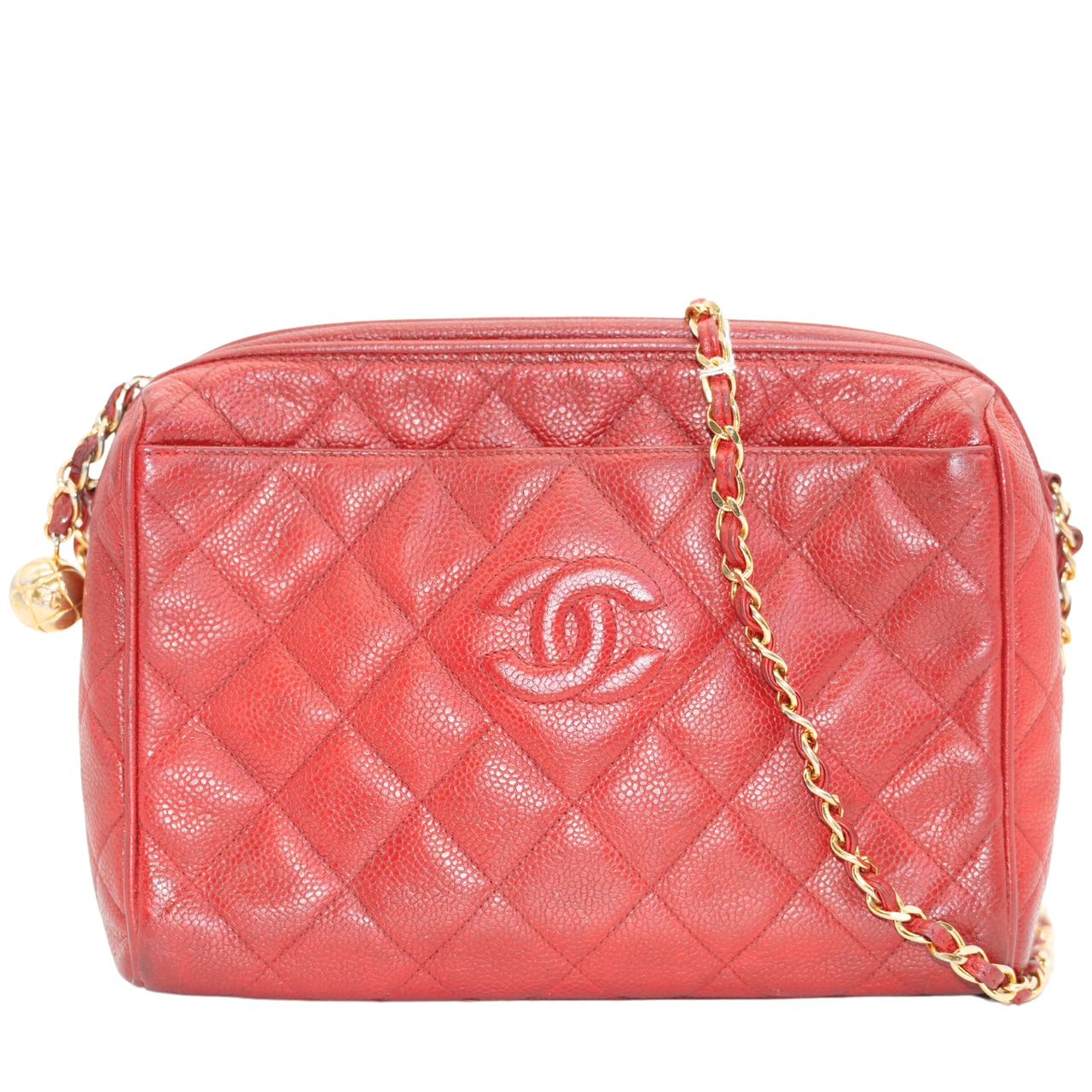 CHANEL<br> Schultertasche aus Matelassé-Kaviarleder