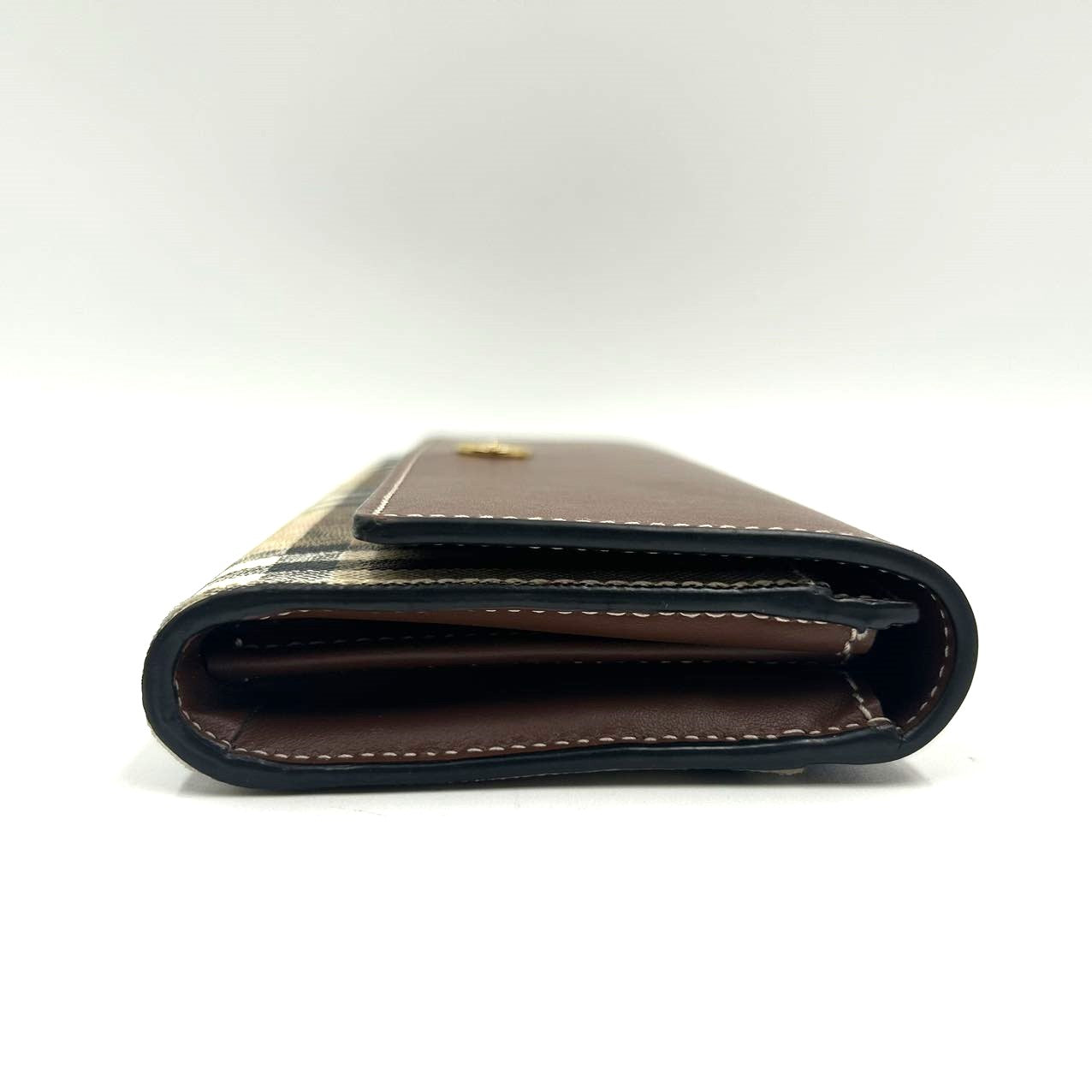 BURBERRY<br>Check and Leather Long Wallet 8057973