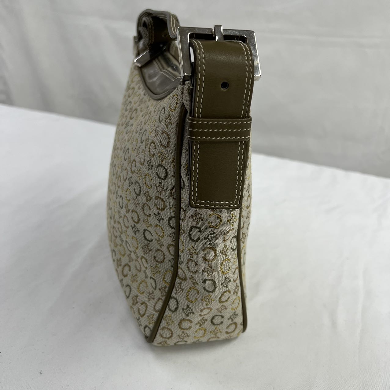 CELINE<br>Macadam Canvas Shoulder Bag Khaki