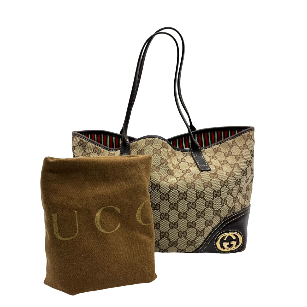 GUCCI<br> Neue Tragetasche „Britt“ aus GG-Canvas