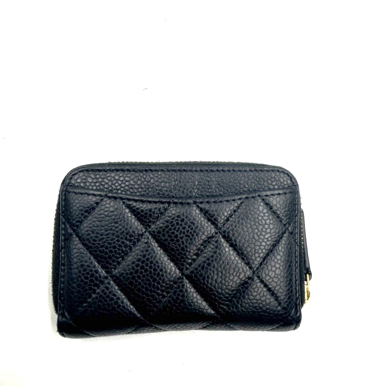 CHANEL<br>Caviar Leather Zip Around Small Wallet