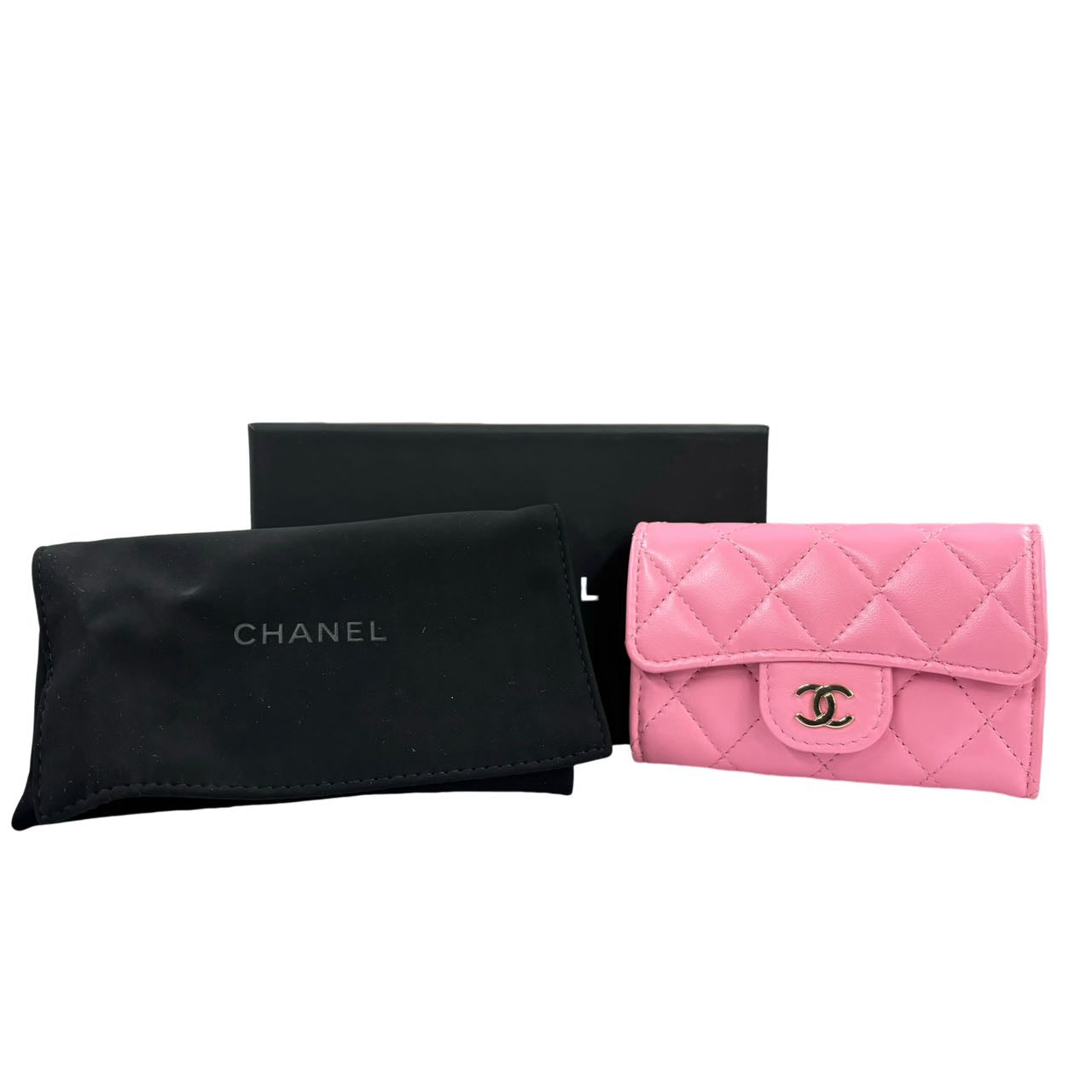 CHANEL<br> Porte-cartes en peau d'agneau Matelasse