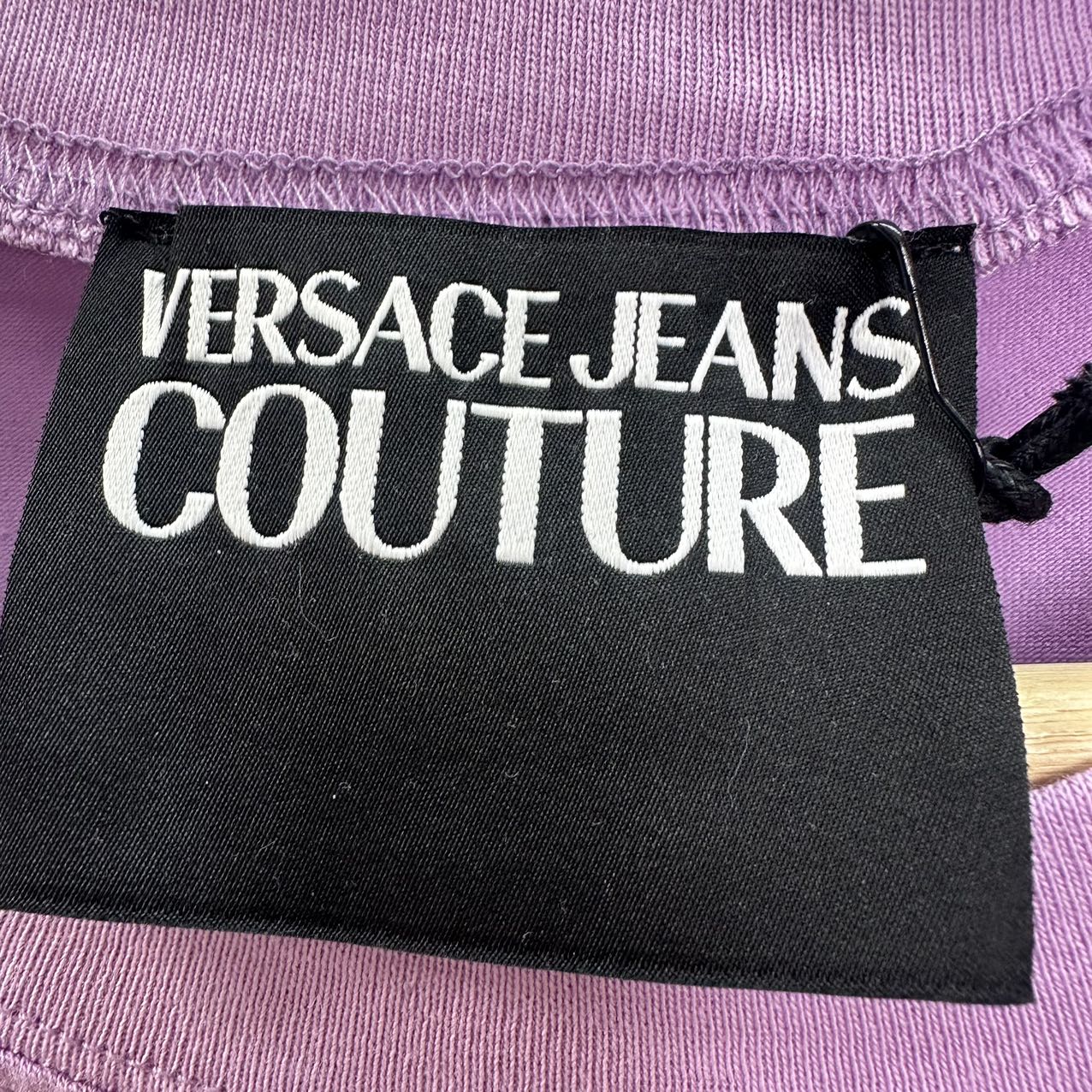 VERSACE JEANS Couture Silbernes Logo-T-Shirt Lila