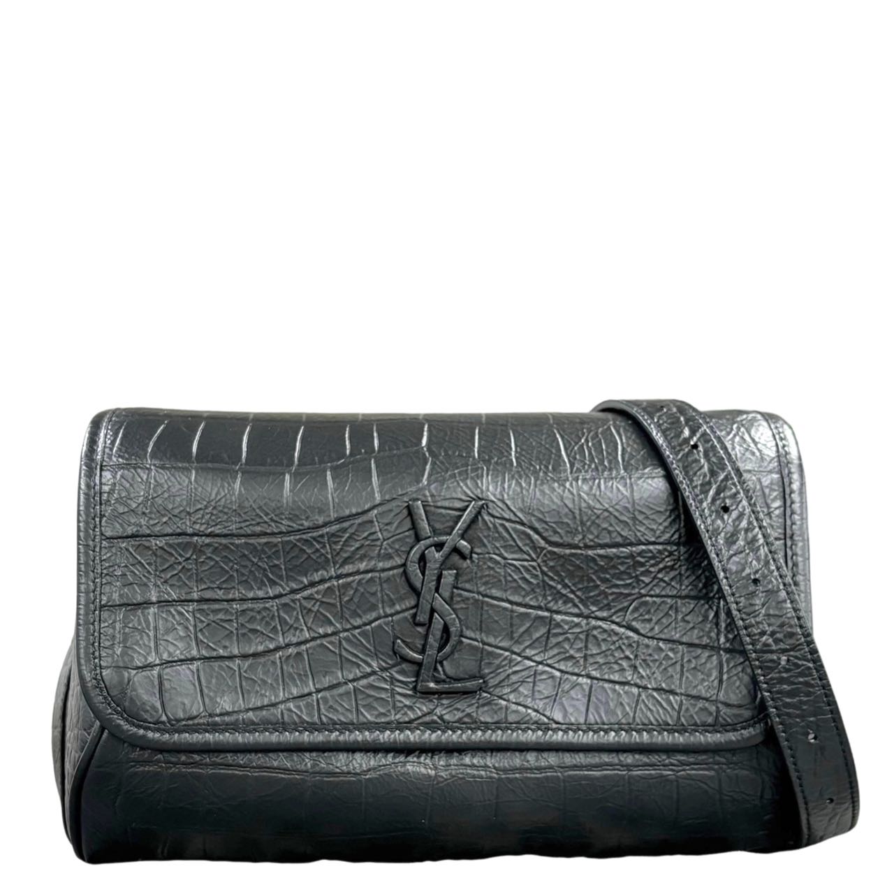 SAINT-LAURENT<br> Sac ceinture Niki en relief crocodile