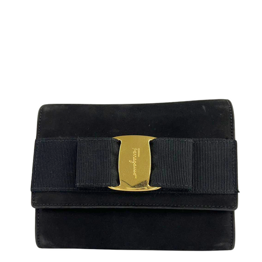 FERRAGAMO<br> Vara Wildleder Mini Kette Schulter Schwarz