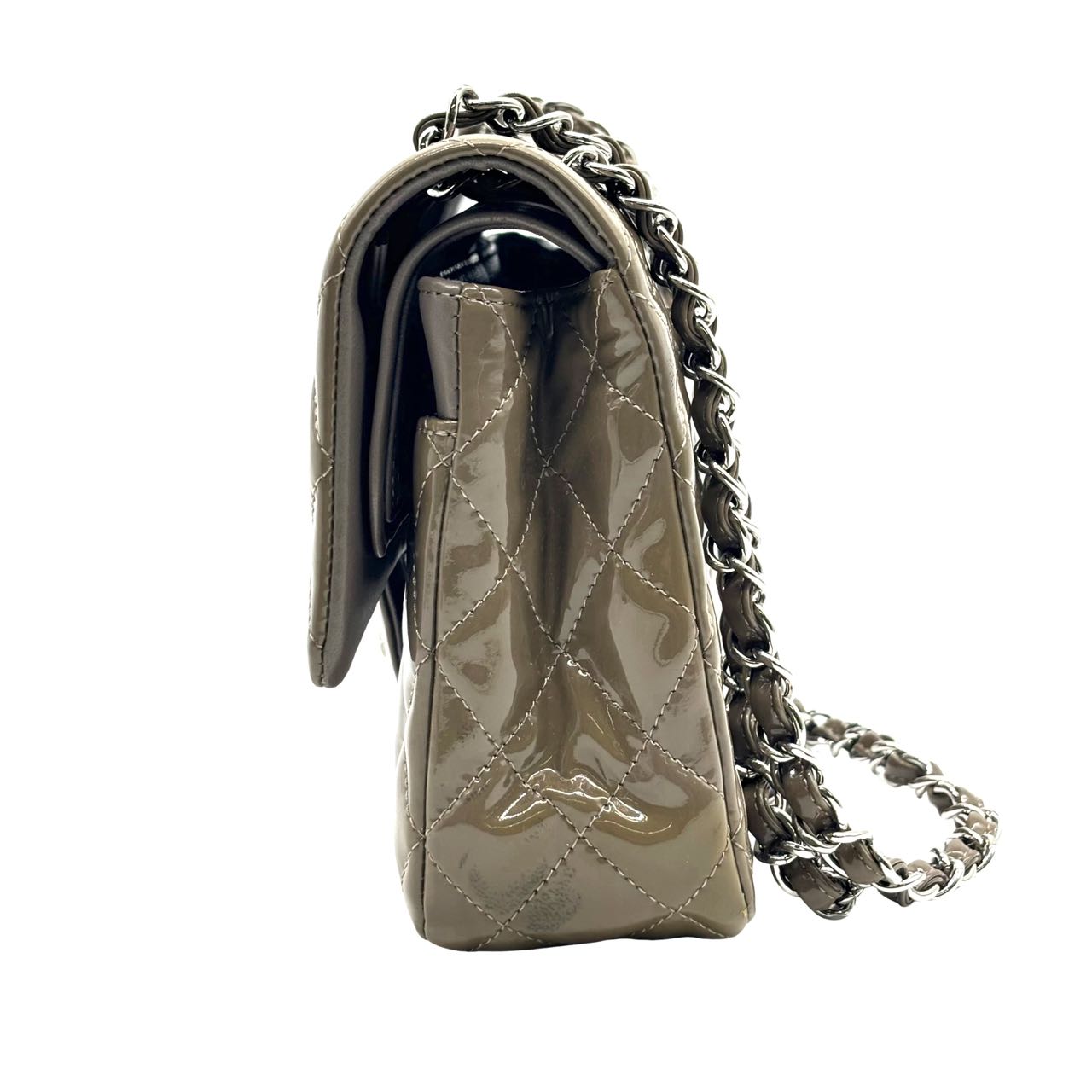 CHANEL <br> Patent Leather Double Flap Chain Shoulder Bag