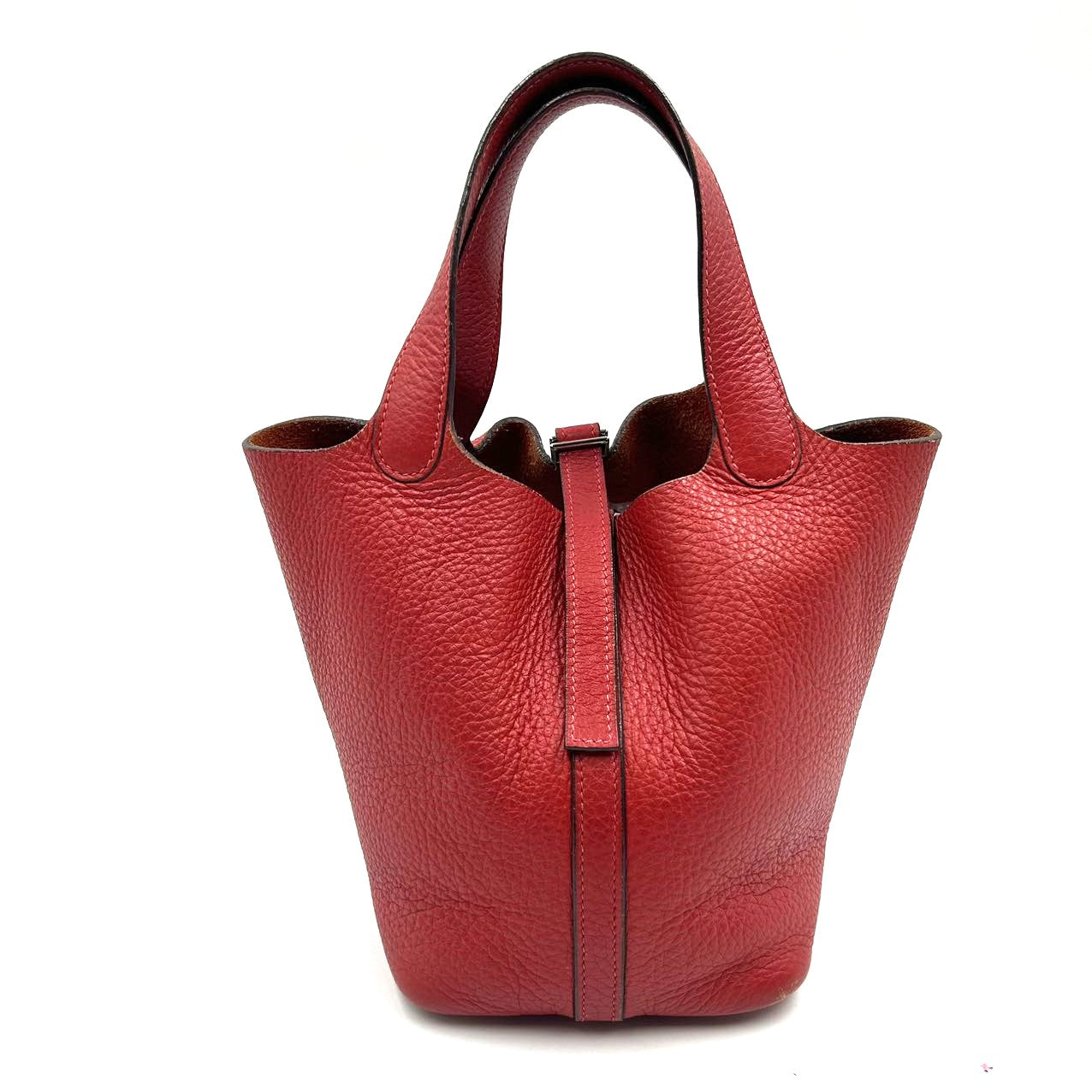 HERMES<br>Picotin Taurillon Clemence Red "H" stamp