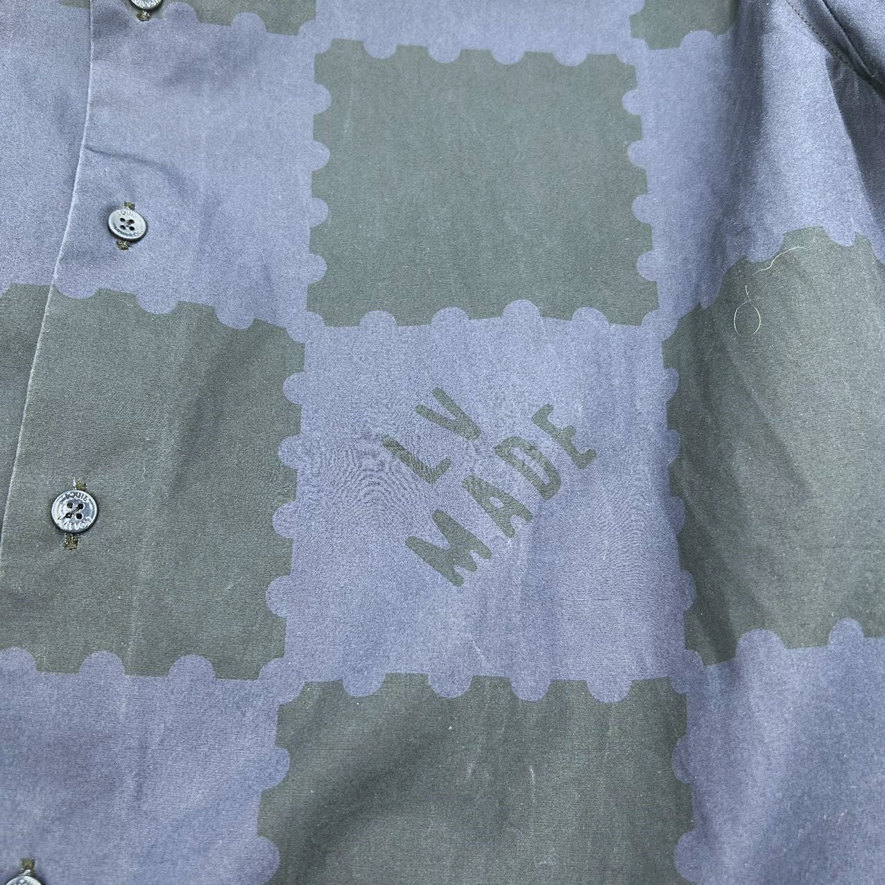 LOUIS VUITTON<br> Nigo Blue Checkered Button Up Shirt