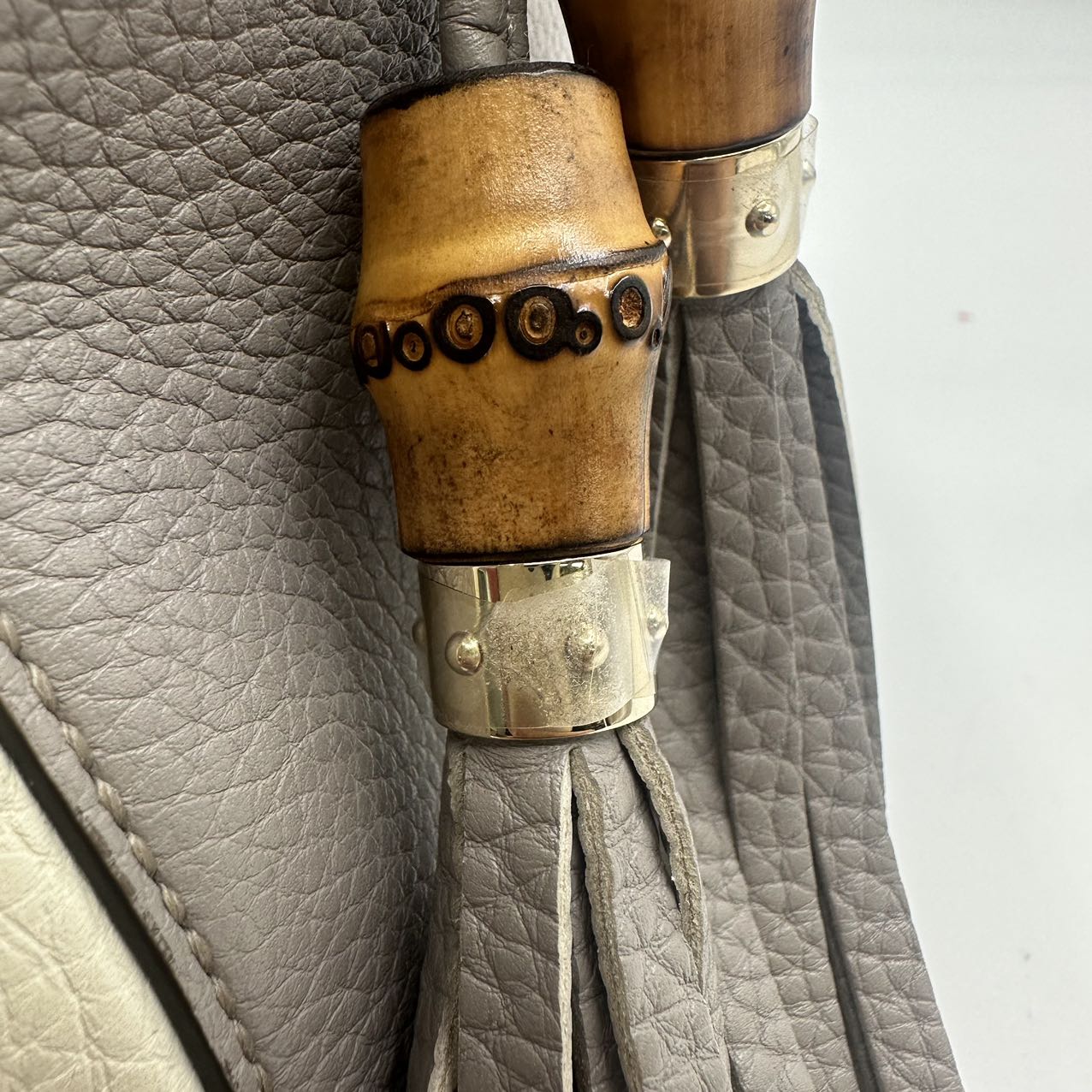 GUCCI<br> Bamboo 2way Hand Graues Leder