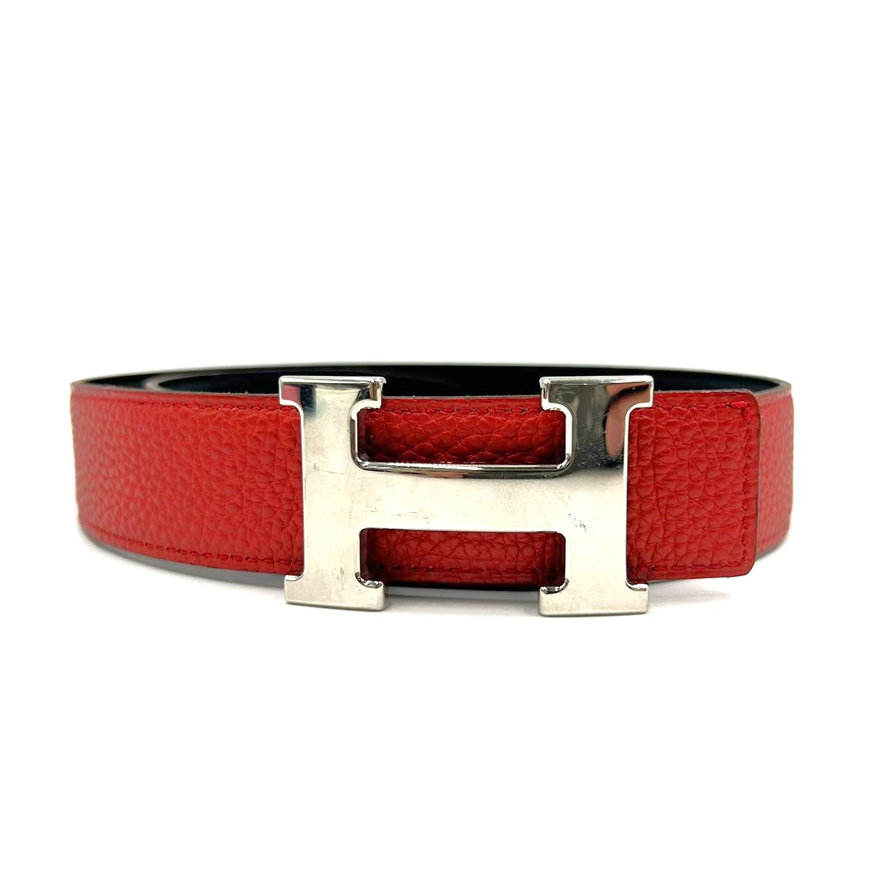 HERMES<br>"H" Logo Buckle Leather Belt