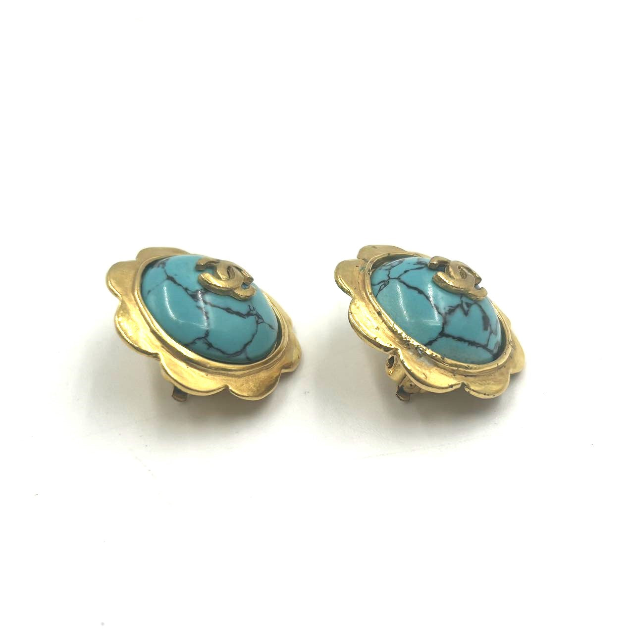 CHANEL<br>Marble Stone Earrings Clip-On