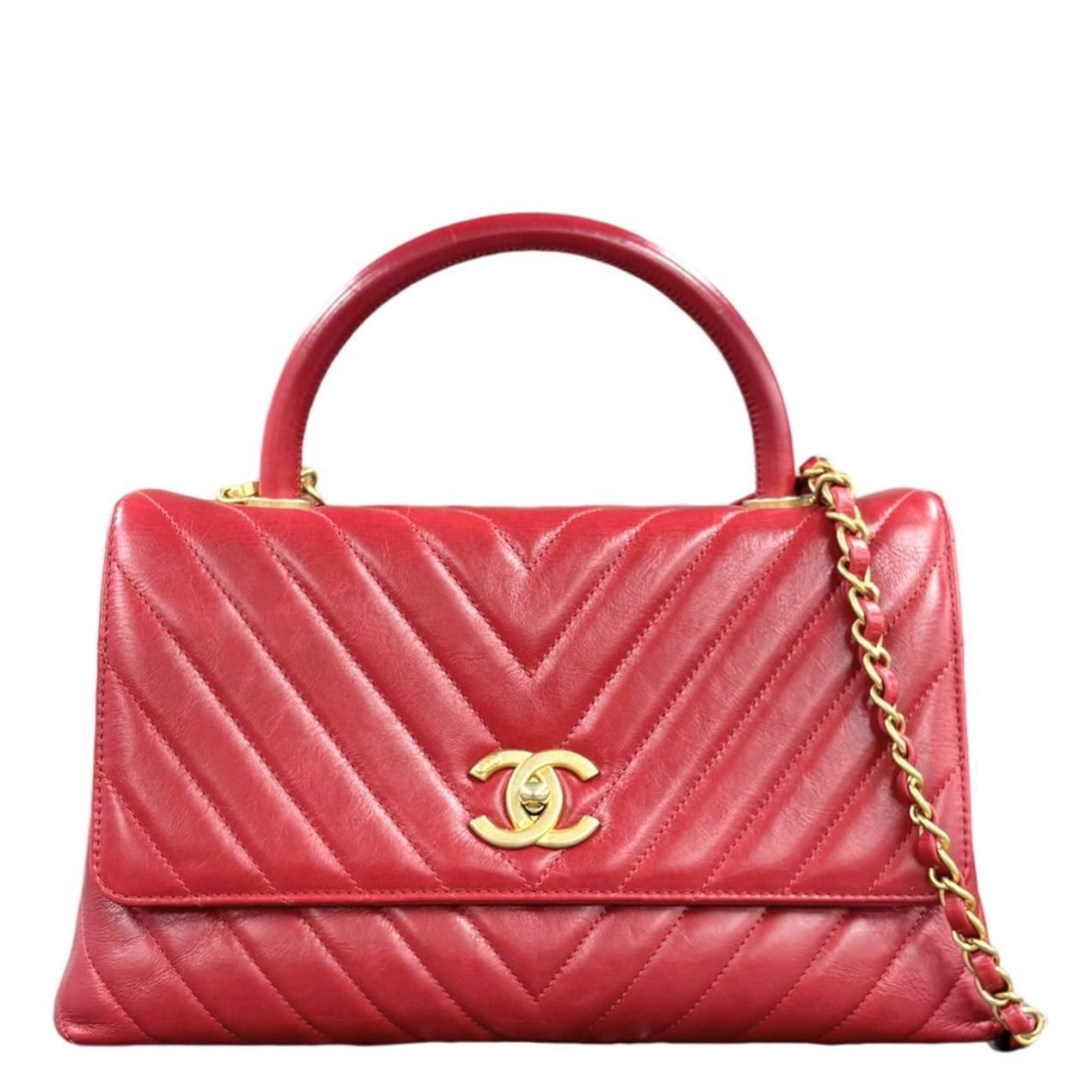 CHANEL<br> Sac 2 voies Coco Handle Chevron